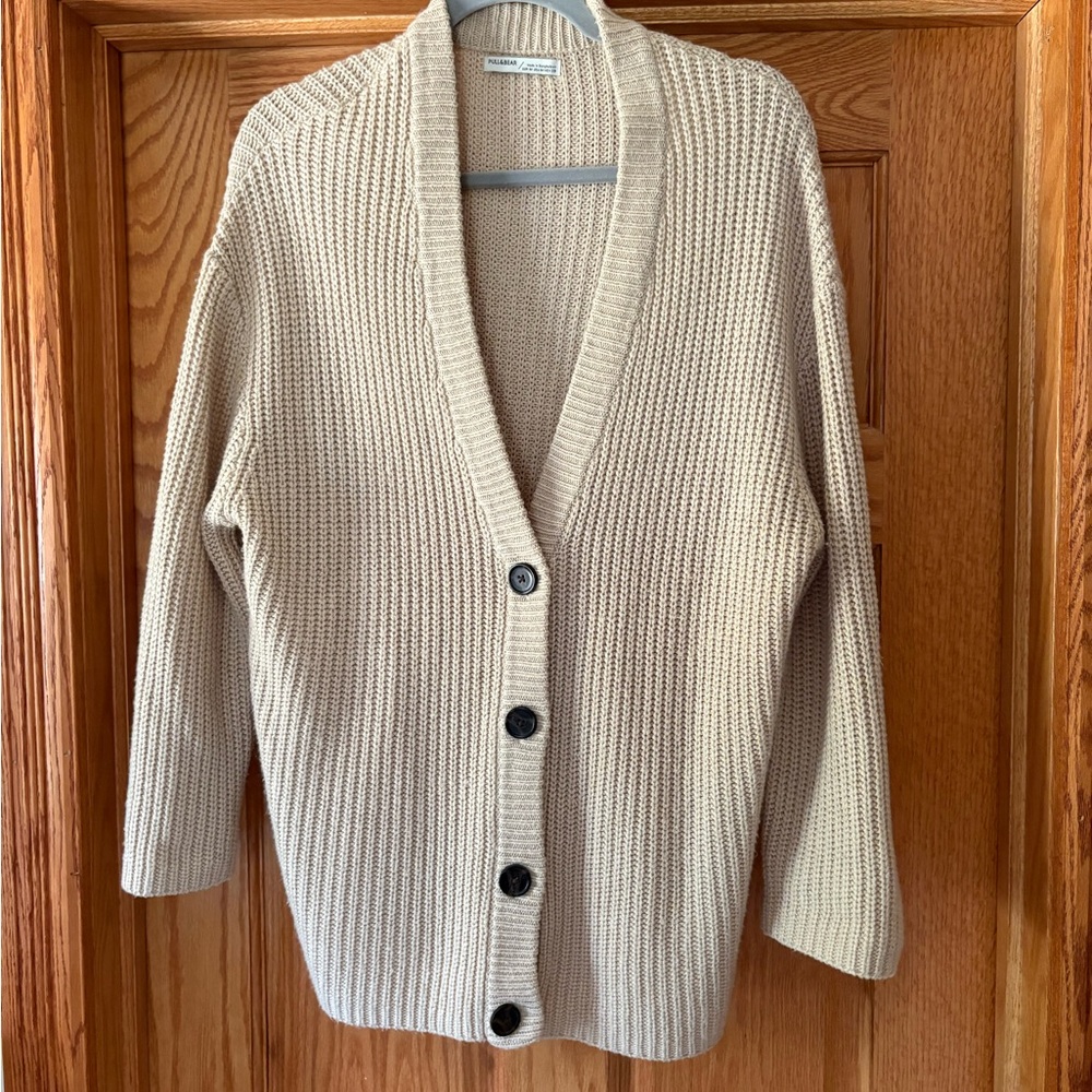 Pull&Bear Cream Button-Up Cardigan